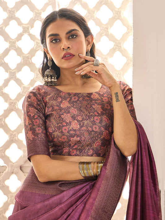 Heritage Violet Silk Blend Saree