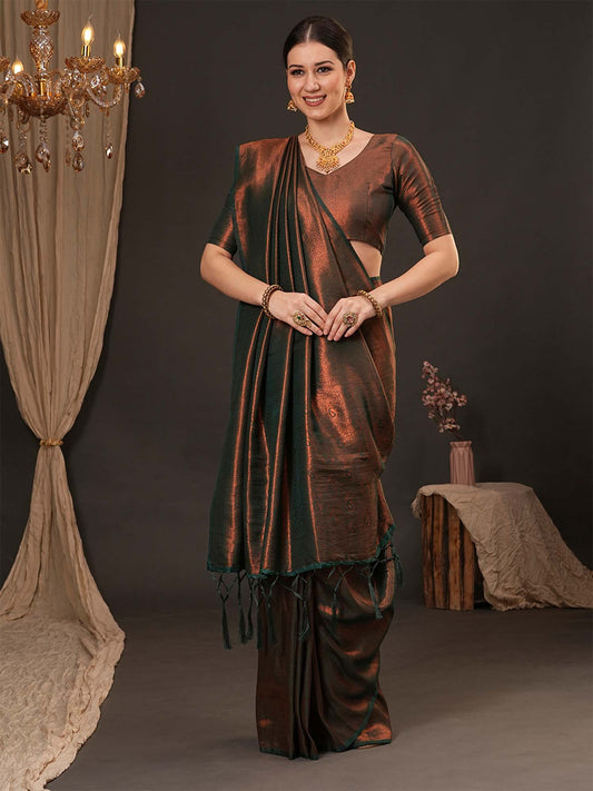 Forest Green Knajivaram Saree