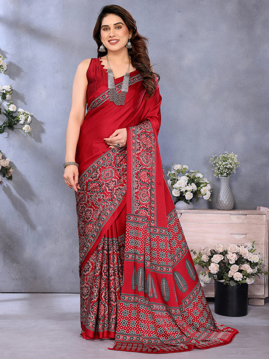 Ajrakh Printed Saree