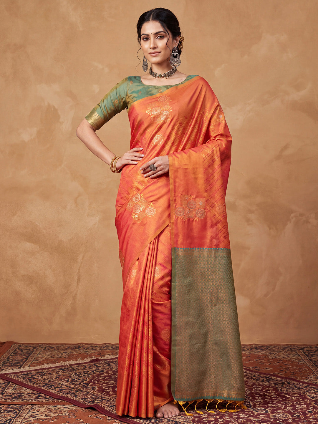 best kanjivaram designer saree
kanjivaram saree collection
orange saree collection