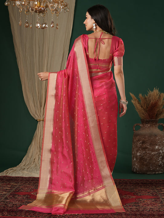 Vibrant Magenta Pink Katan Silk Saree