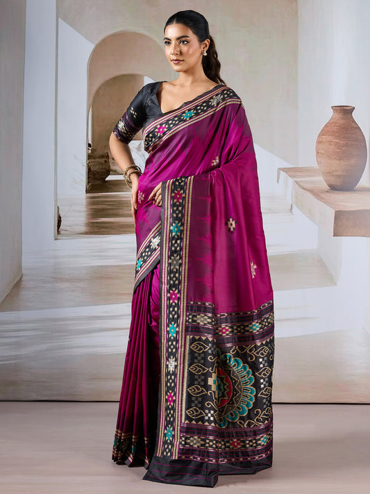 Deep Magenta Patola Silk Saree