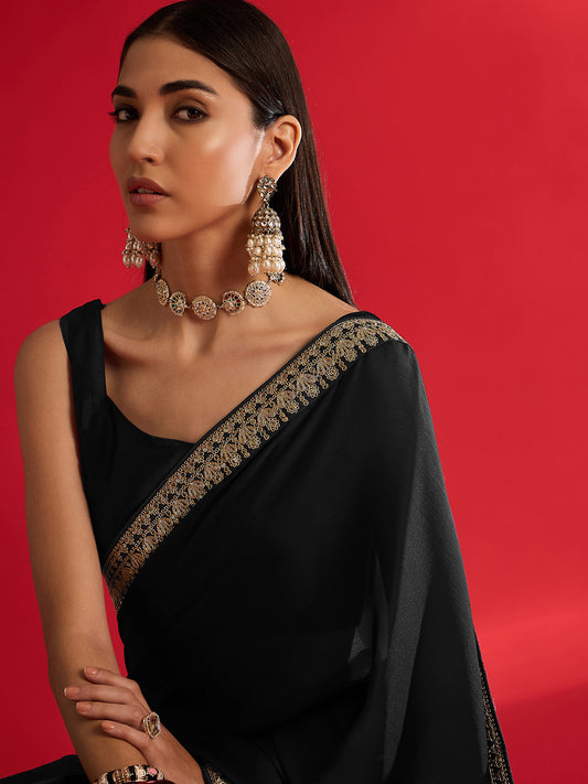 Elegant Black Silk Blend Saree