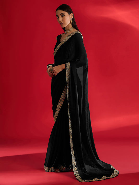 Black Embroidered Saree with Blouse