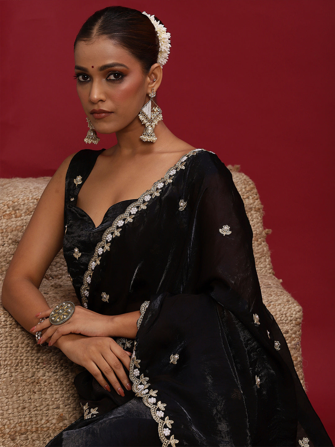 black saree party wear