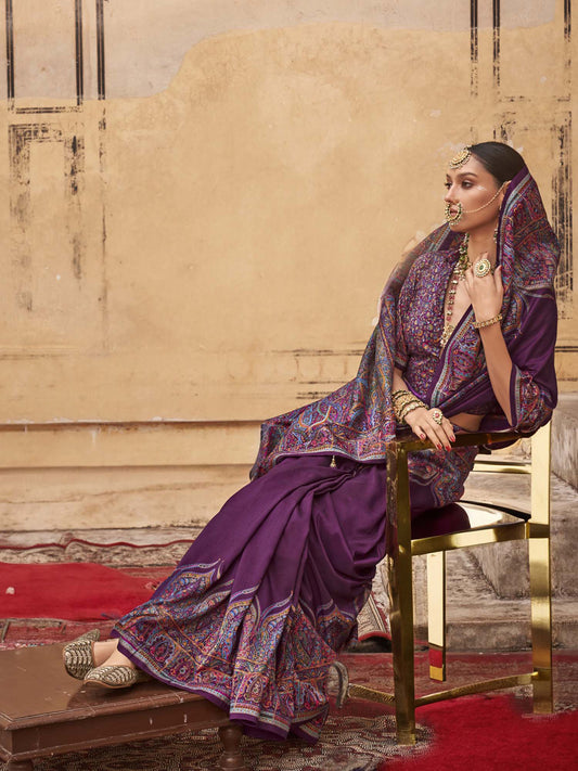 Heritage Violet Silk Blend Saree