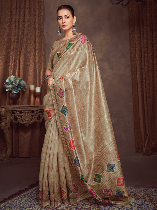 Bandhani Embroidered Silk Cotton Saree