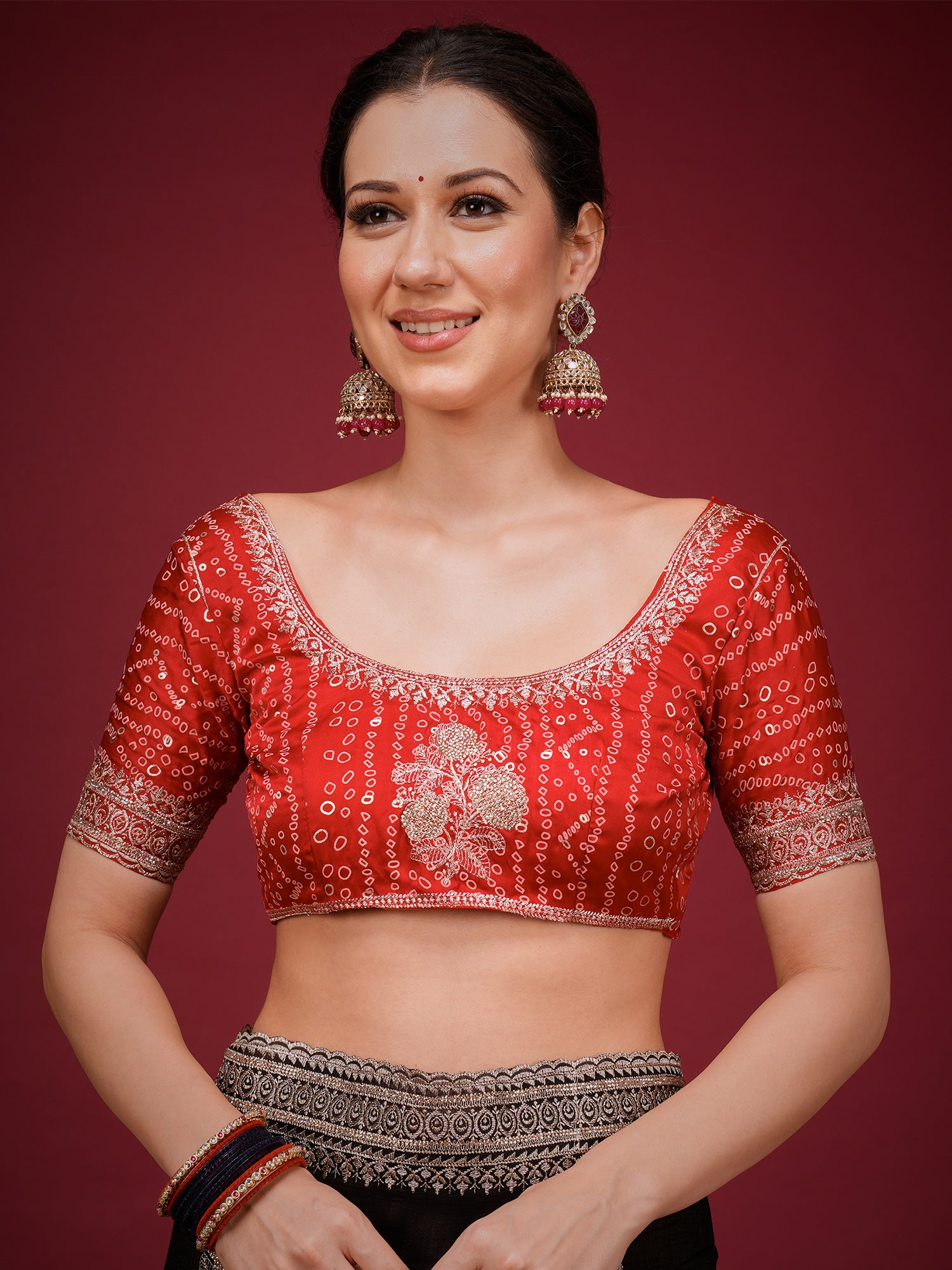bandhani blouse saree collection