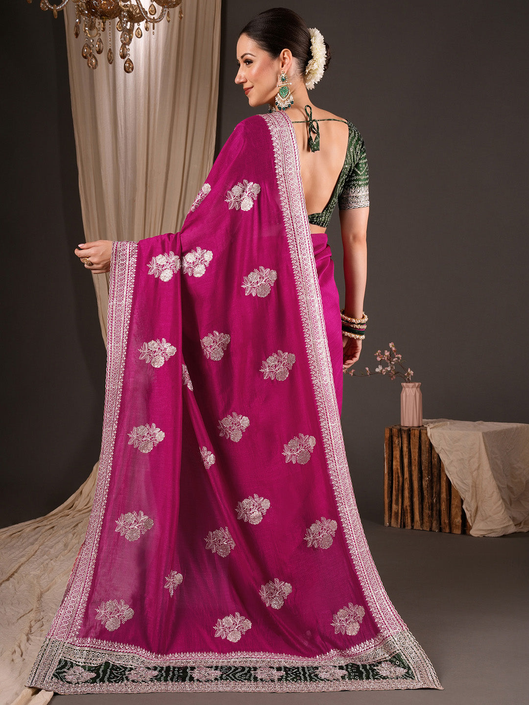 best saree to wear
best saree to puja function
family get to gether saree