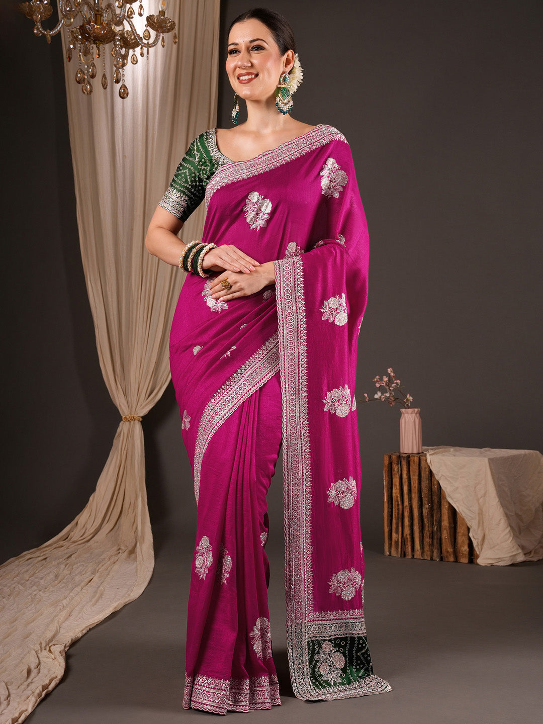 bandhani saree collection
megenta saree collections 
best trending saree collection