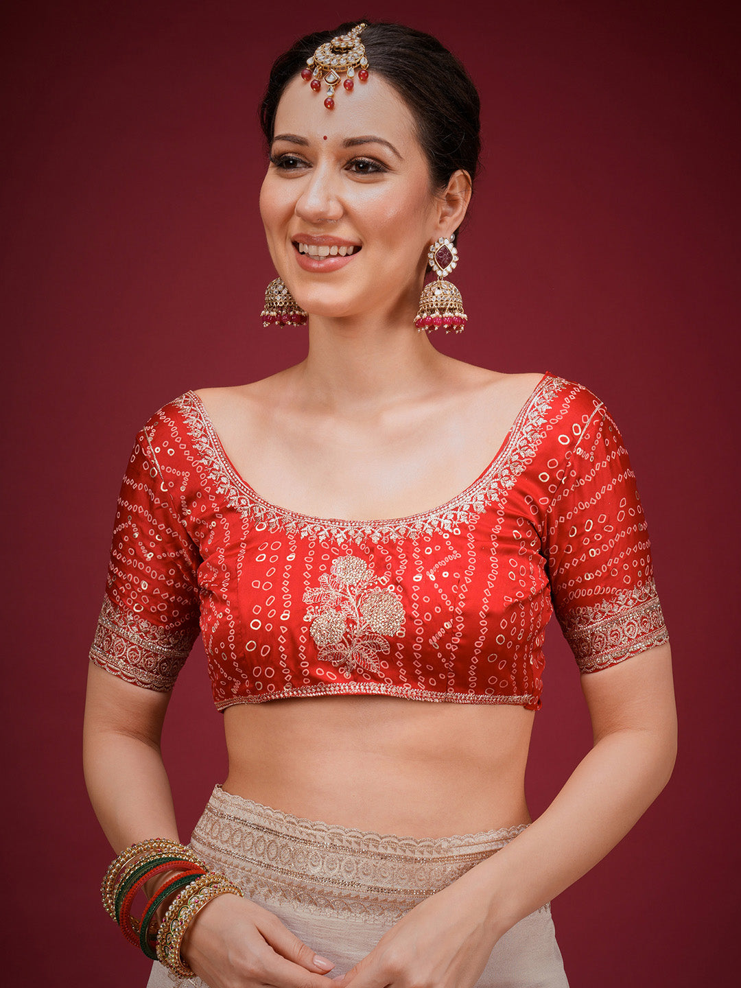 bandhani blouse saree collection