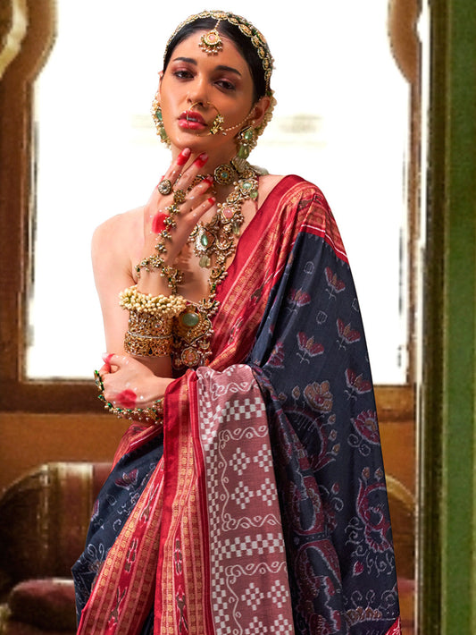 Two-Tone Patola-Inspired Pure Silk Saree