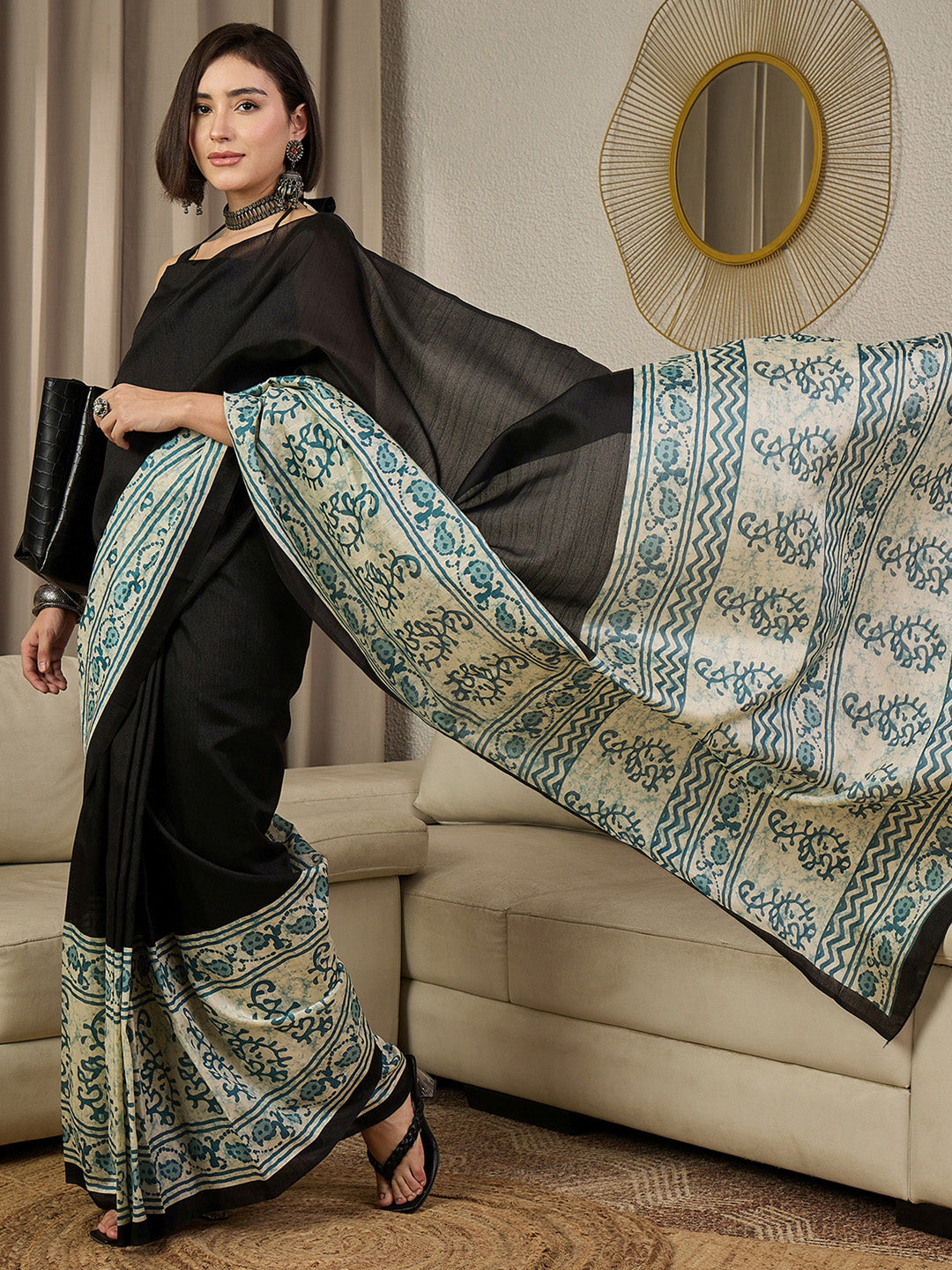stitched ready made pleated saree online
