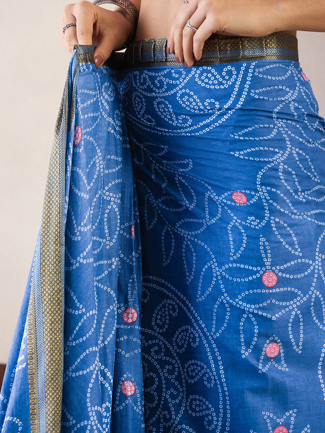 Blue Bandhani Printed Saree | RESSA