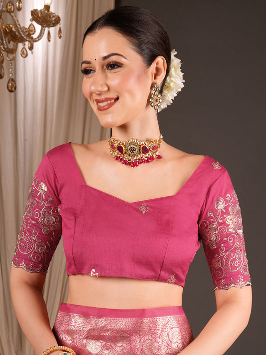 Pink Silk Banarasi Saree