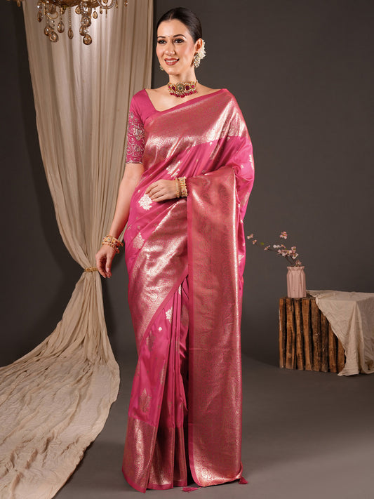 Pink Silk Banarasi Saree