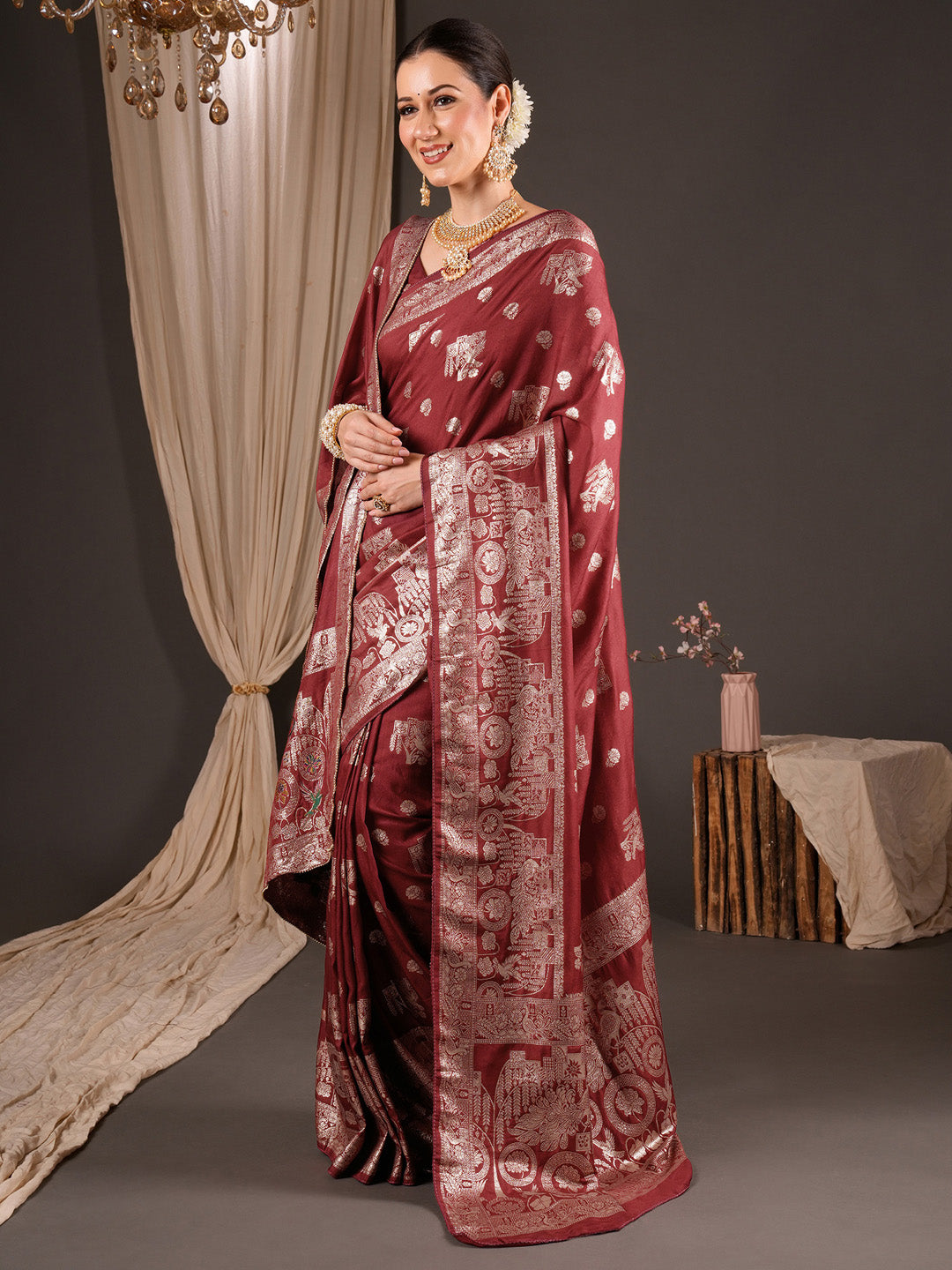 banarasi type saree
maroon saree collection