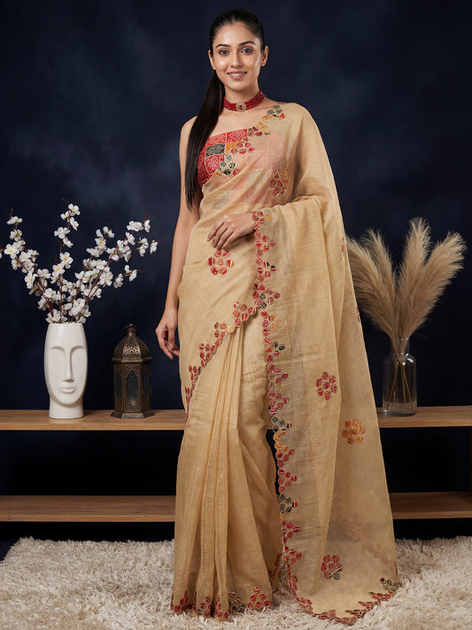 Deep Maroon Tissue Silk Saree with Zari Stripes