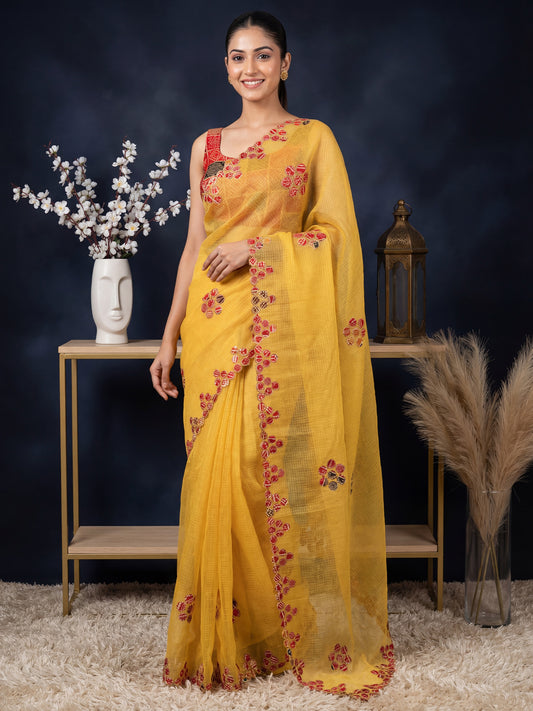 Grey Tissue Silk Saree with Zari Stripes