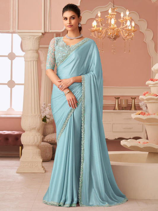 Embellished Sequinned Pure Chiffon Saree