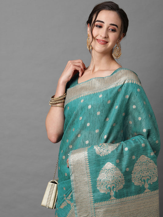 Teal Green Banarasi Silk Saree with Zari Weave