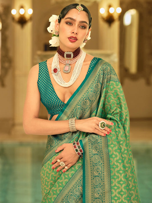 Light Green Silk Banarasi Saree