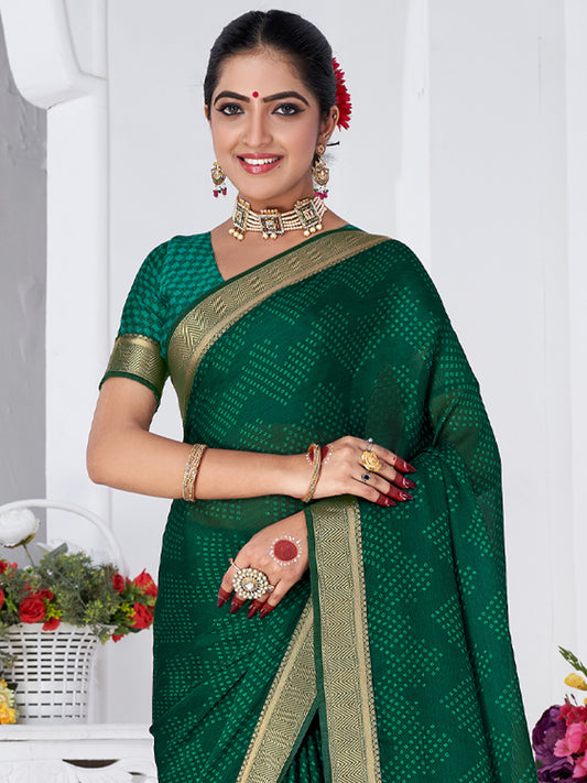 Bandhani Zari Border Georgette Saree