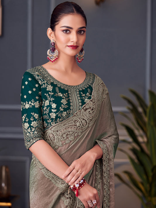 Chiffon Embroidered Border Saree