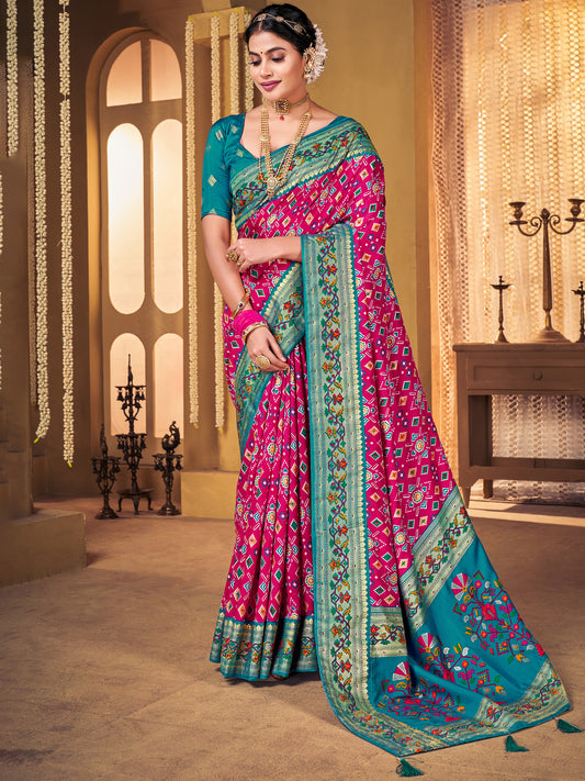 Ikkat Patola Silk Saree with Foil