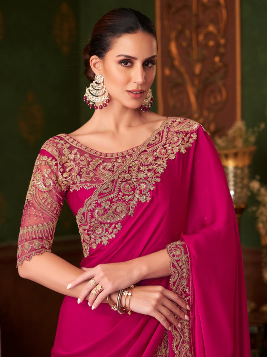 Satin Embellished Sequinned Saree