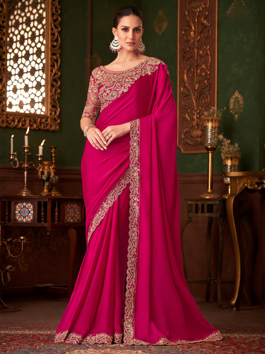 Satin Embellished Sequinned Saree