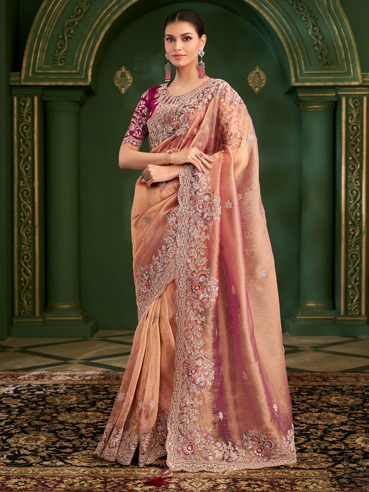 Tissue Emblished Party Wear Saree
