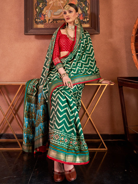 Silk Blend Heritage Patola Style Zari Woven Saree