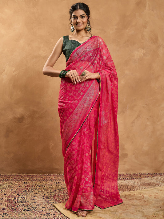 foil Print Saree