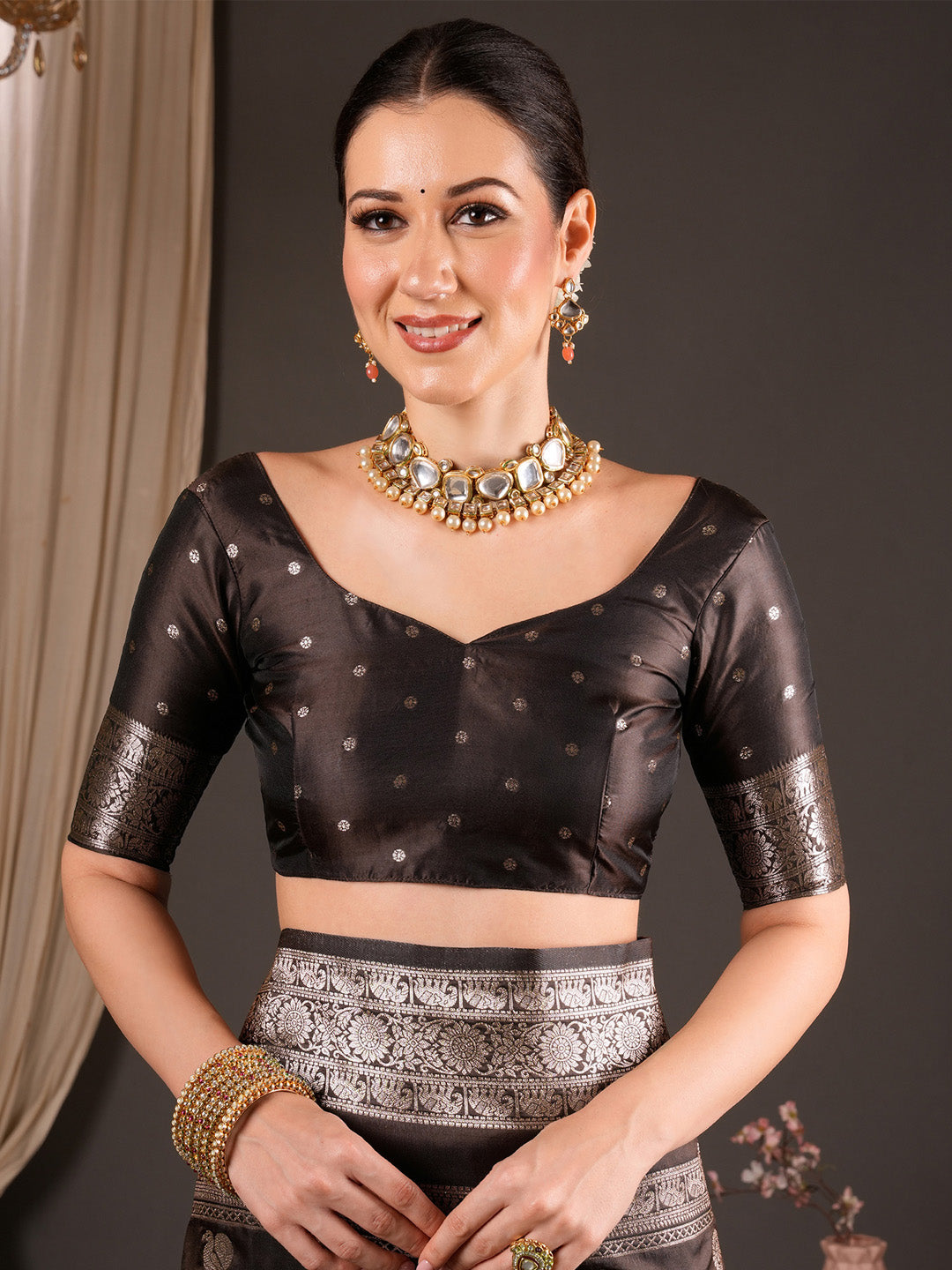best black banarasi types designer saree