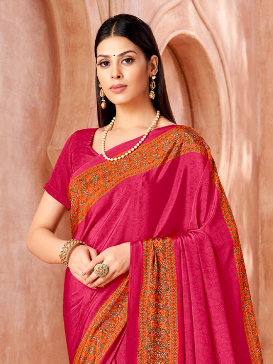 Crepe Pink Printed Saree