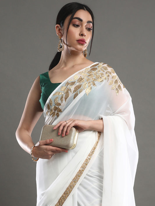 Off-White : Designer Partywear Saree