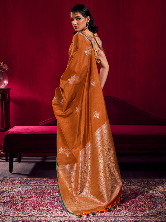 Rama Blue Tissue Silk Saree with Zari Stripes