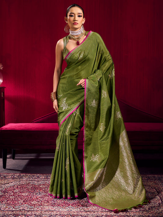 Light Peach Tissue Silk Saree with Zari Stripes