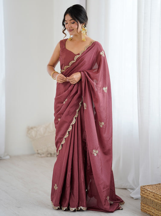 Dusty Rose Chiffon Saree