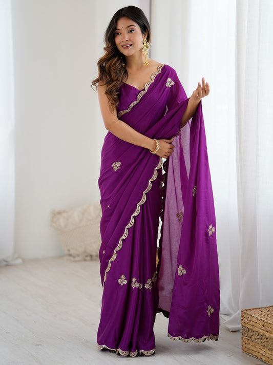 Magenta Purple Chiffon Saree