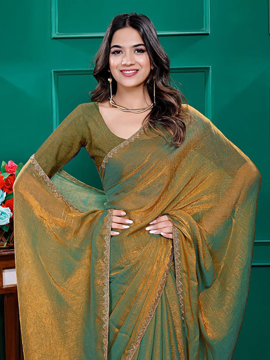 Golden Mustard Satin Silk Saree