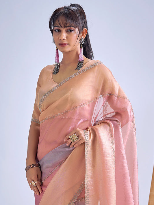 Multicolor Pastel Tissue Silk Saree