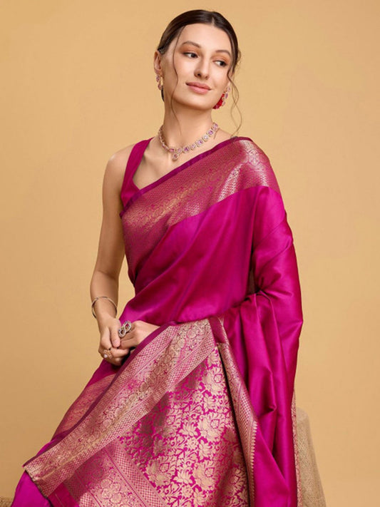 Rani Pink Banarasi Silk Saree&nbsp;