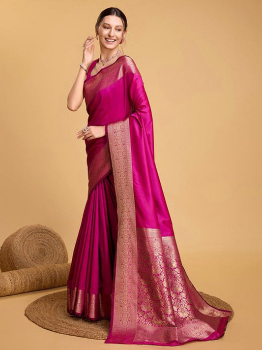 Rani Pink Banarasi Silk Saree&nbsp;