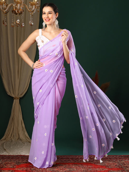 Lavender Georgette Saree