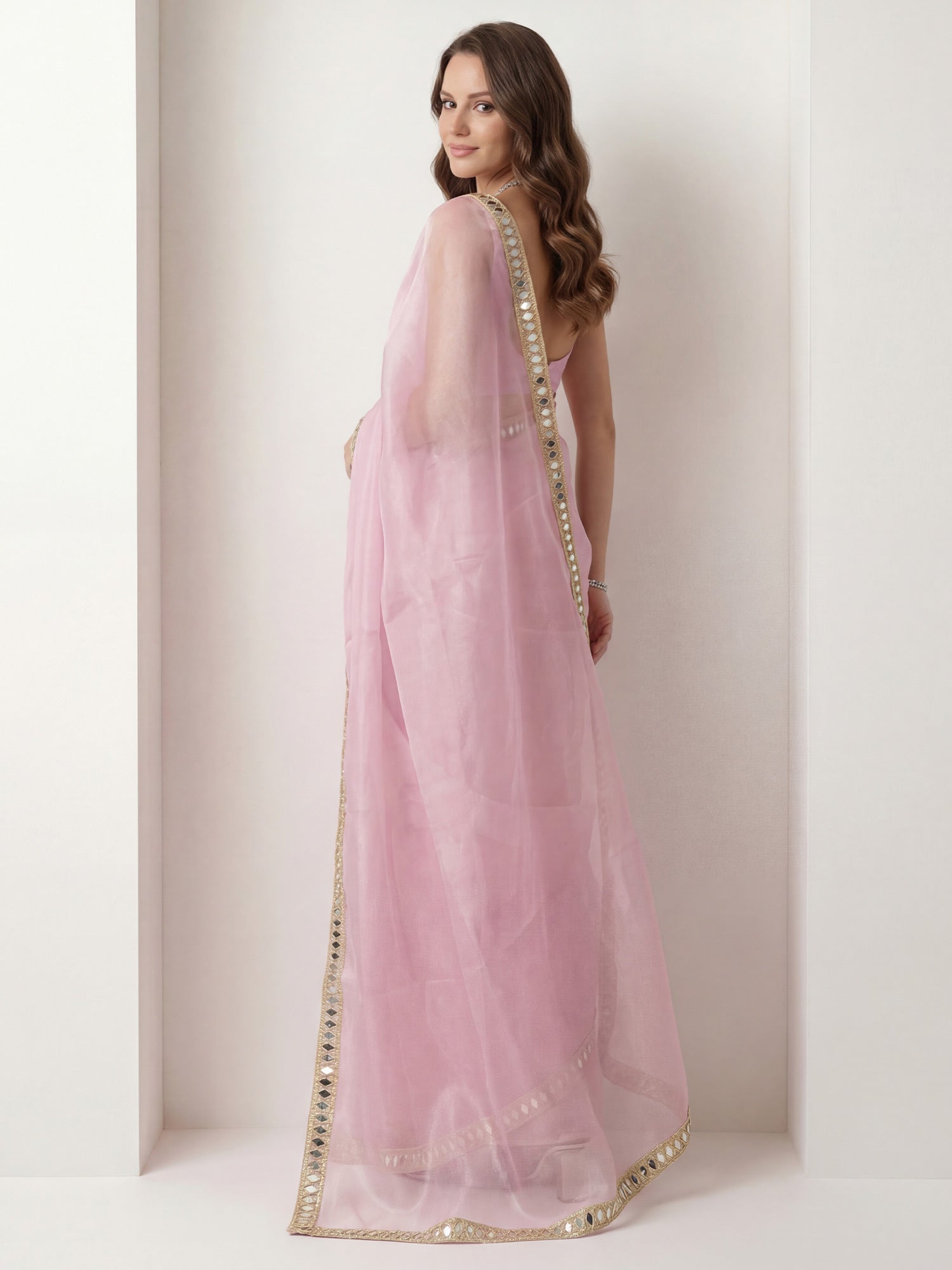 Baby Pink Tissue Silk Saree - Ressa