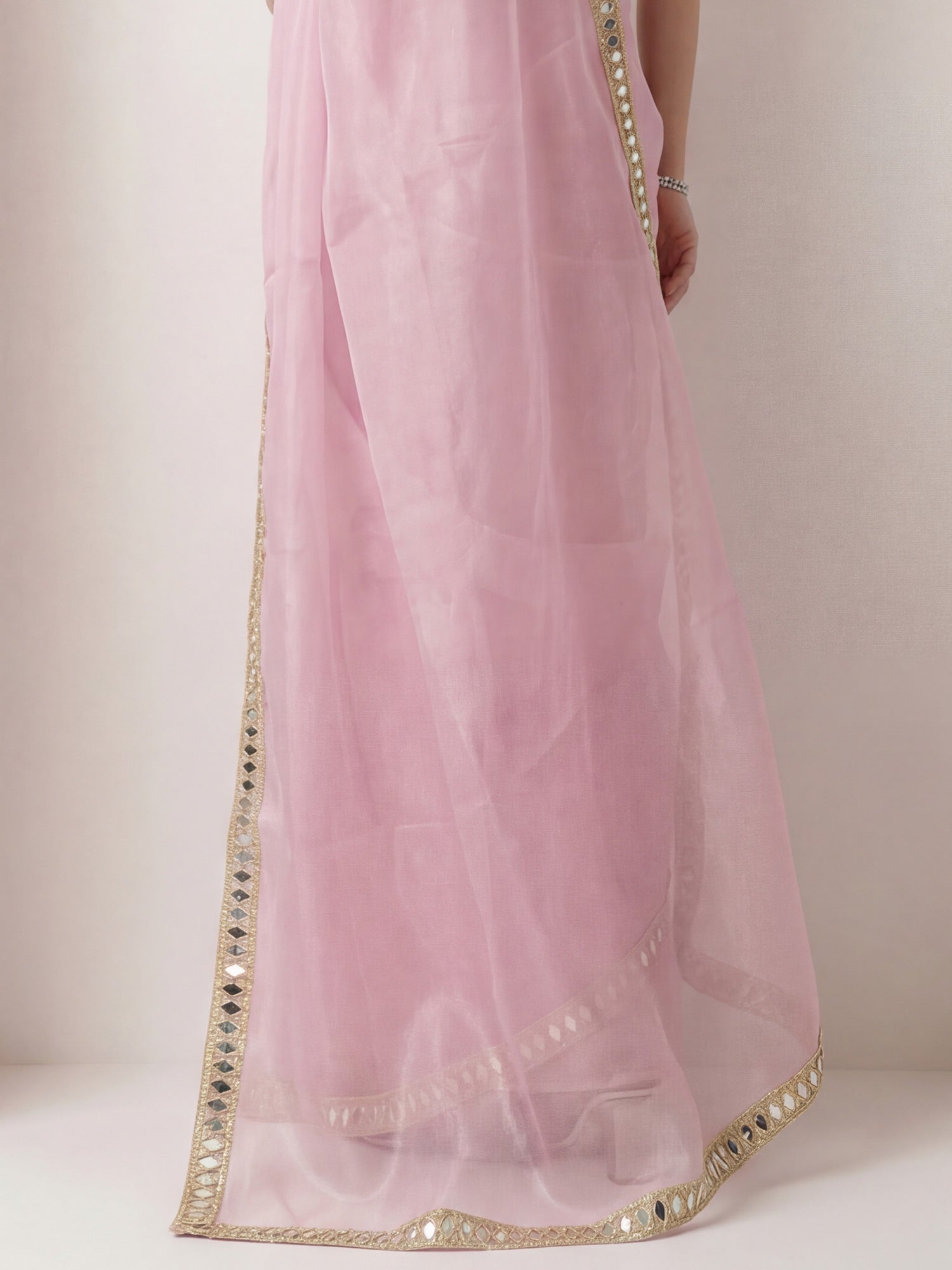 Baby Pink Tissue Silk Saree - Ressa