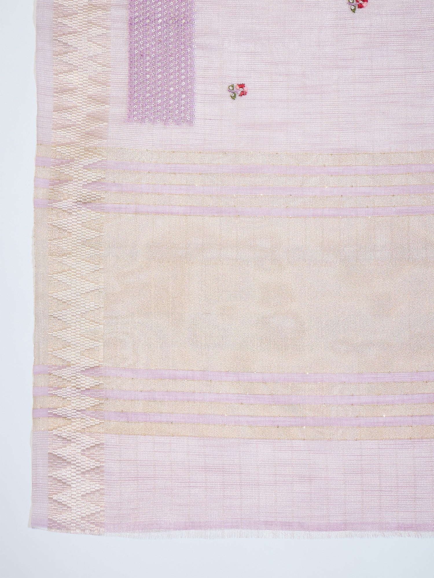 Baby Pink Tissue Silk Saree with Zari Stripes - Ressa