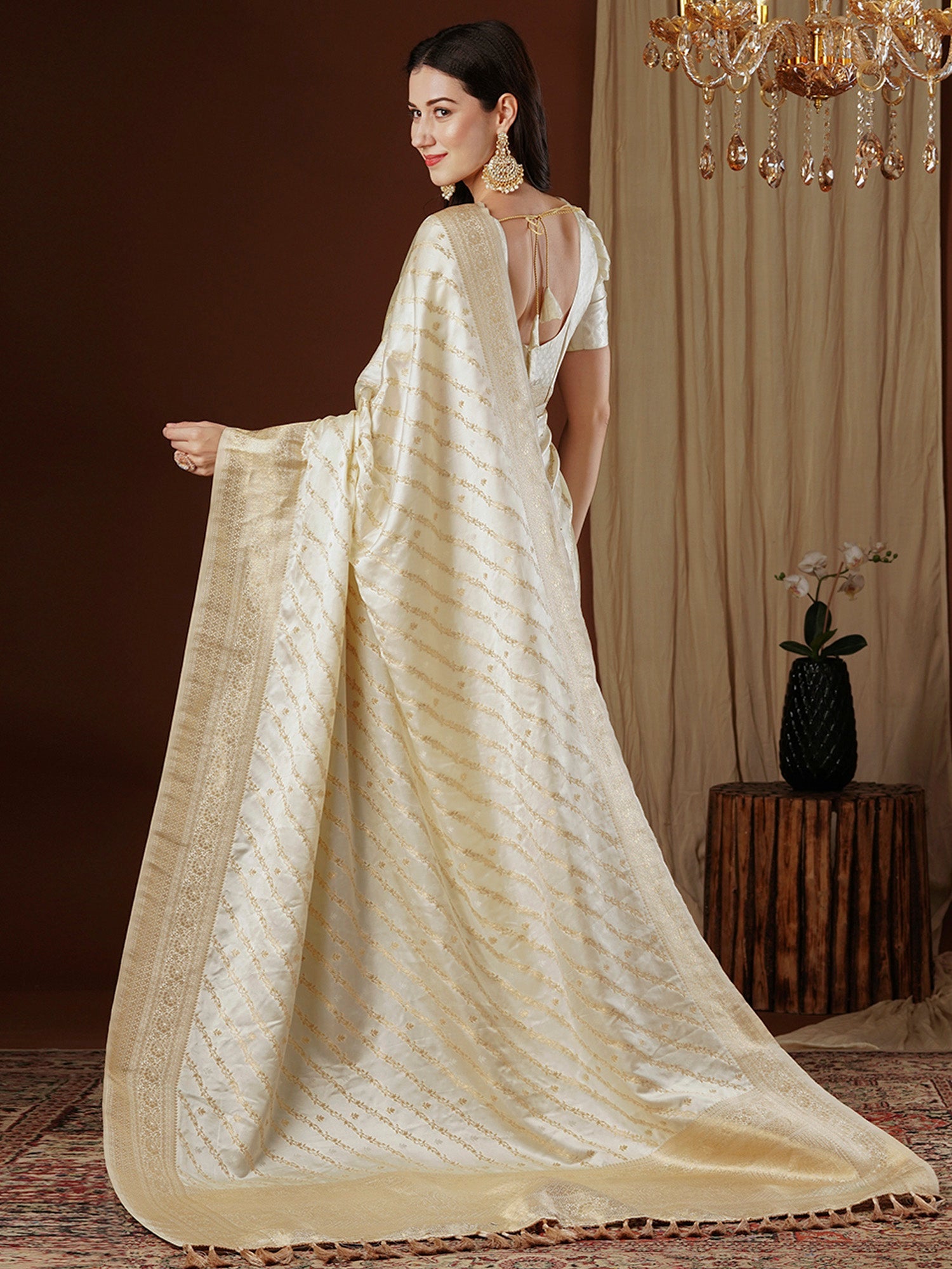Banarasi Satin SIlk Saree with Jari Border - Ressa